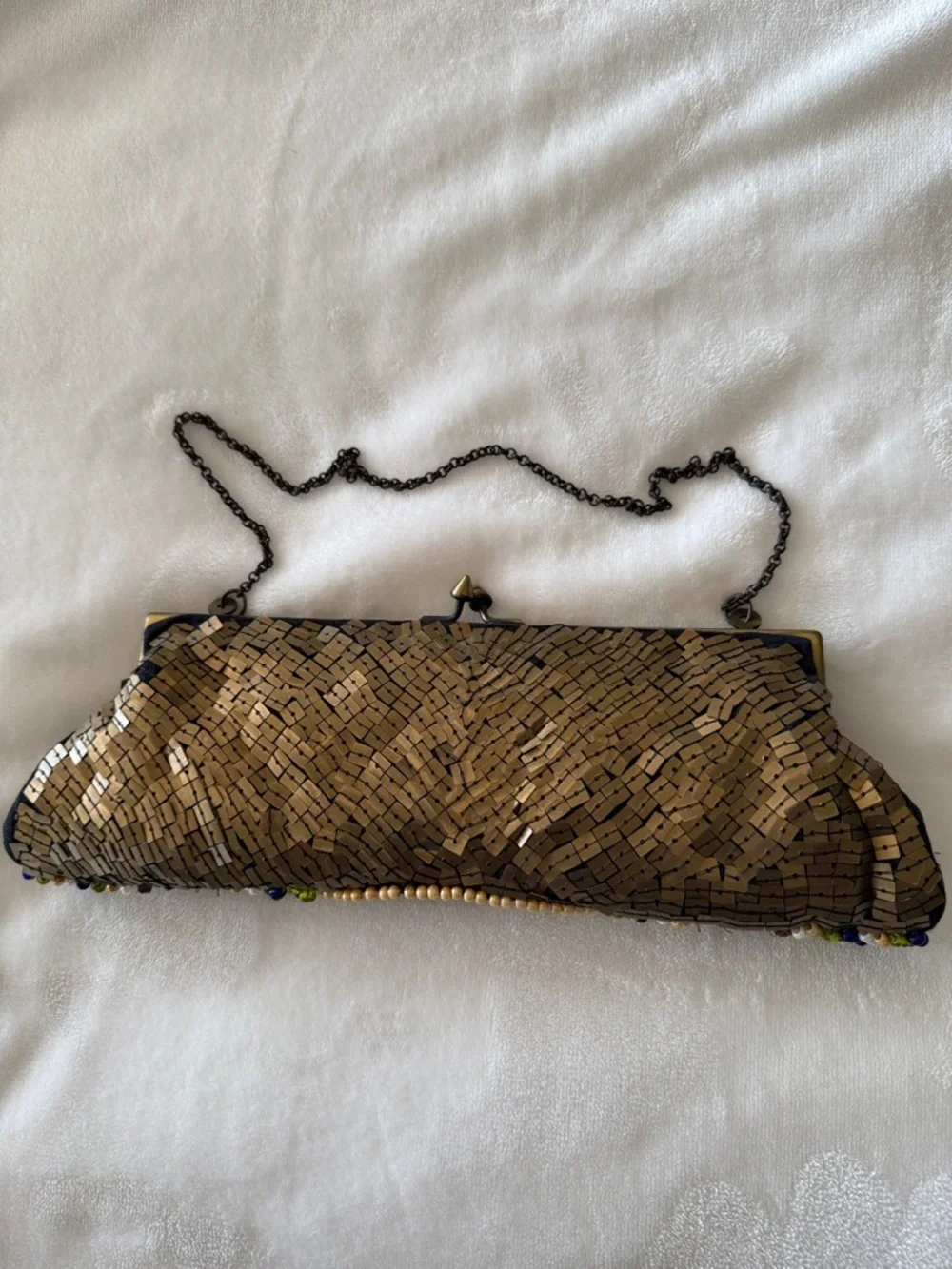 ARDEN B. Beaded Evening Clutch Bag in Copper/Gold and Multicolor